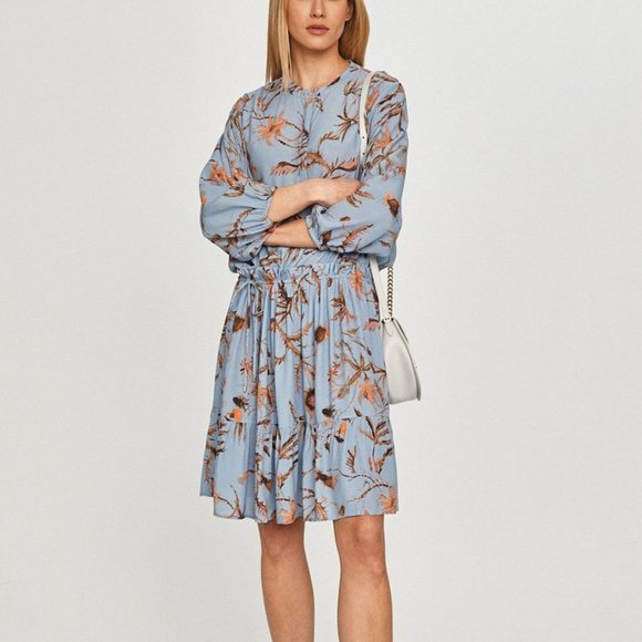 Mos Mosh Theresa Bel Air Blue Thistle Floral Long-Sleeve Dress - Picture 1 of 12